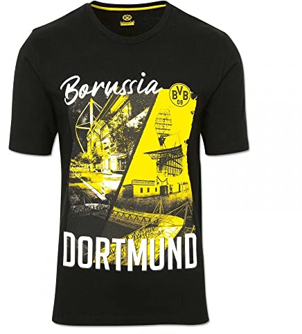 Borussia Dortmund T-Shirt - Stadion Historie - schwarz Shirt BVB 09 Größe L