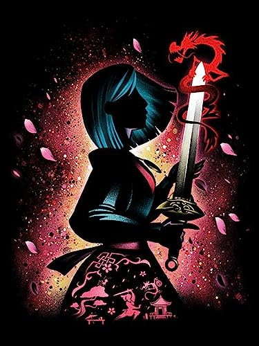 HUANNY DIY Diamond Art Mulan Diamond Painting Kits, 5D Full Drill Cross Stitch Embroidery kit, Funny