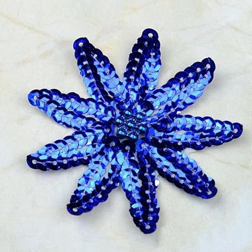 10 PCS Blumen Bestickte Patches zum Aufbügeln Glitzer Pailletten Bestickte Aufnäher zum Aufnähen Blumen Bügelflicken Patches Blumen Applikation für Hut,Jeans,Jacken Rucksäcke,DIY-Zubehör-Navy blau