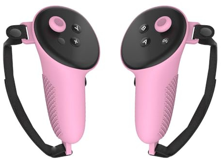 Controller Grips Cover For Quest 3, VR Controller Grips Cover Silicone Grips Skin Protector Joystick Cover for Meta Quest 3 Accessories (Pink)