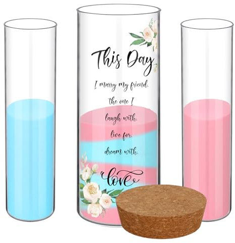 Irenare Unity Sand für Hochzeitszeremonie-Set, inklusive Vase, Sand, Korkstopfen für Hochzeiten, Verlobungen, Jubiläen (Rot und Blau, Blume)