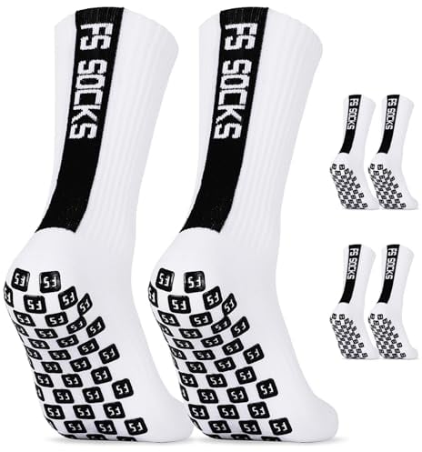 AVABEST Fussball Socken Herren 2 Paar Grip Socken Fussball für Männer und Teenager, EU 39-46 Fußballsocken Rutschfeste Sportsocken für Basketball Laufen Radfahren Tennis Marathon, Fussballsocken, Weiß