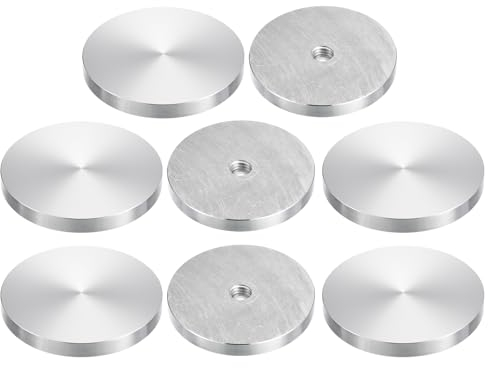 sourcing map M10 Gewinde 60mm Durchmesser Runde Form Aluminium Scheibe Hardware 8 Stück, Aluminium Kreis Scheibe Glasplatte Adapter für Glastisch
