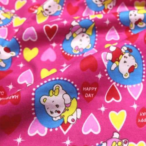 TOLKO Flanell Baumwollstoff Meterware | kuschelig weicher Kinder Stoff für Kleidung Decke Schlafanzug | warm angerauht 110cm breit | Stoffe zum Nähen Meterware (Pink Bärchen)