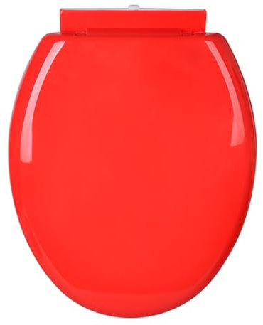 Dazzluxe Runder PP-Toilettensitz Mit Deckel, Leiser, Farbiger WC-Sitzbezug Mit Soft-Close-Funktion, Einfach Zu Reinigen, Verstellbarer Toilettensitz Aus Kunststoff, Rot