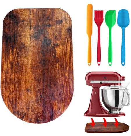 Tappetino scorrevole in legno per Kitchen Aid 4.5/5Qt Stand Mixer con 4 utensili da cucina in silicone