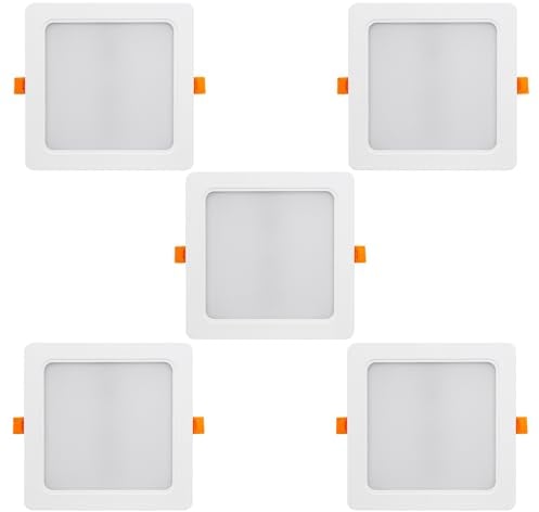Maclean MCE374 S LED Licht-Panel Einbaustrahler 5-er Pack Deckenstrahler Deckenspot Deckenleuchte Decken-Strahler Einbauleuchte (5-er Pack 18W Einbaustrahler, Eckig)