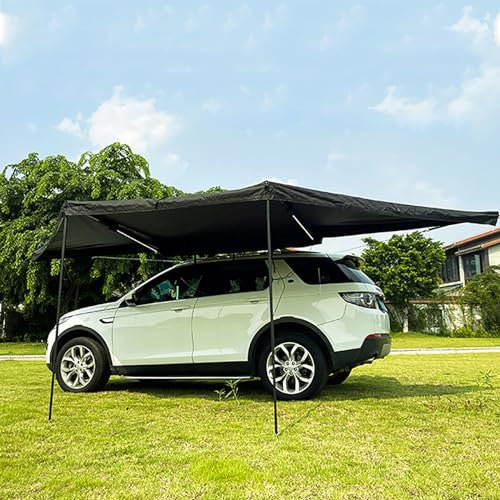JCSRYD Auto Markise Camping 180°-Sektor-Carside-Zelt, 200 cm Dachträger, Ausziehbare Auto-Seitenmarkise, Einziehbare Auto-Markise, für SUV/LKW/Van