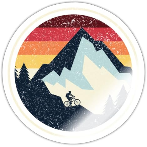 Spreadshirt Mountainbike MTB Downhill Berg Vintage Sticker Aufkleber, 10 x 10 cm, Weiß glänzend