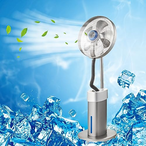 Pealihuy Ventilatore da pavimento grande da terra, ventola nebulizzante industriale da 19,6 pollici 21,6 pollici, con serbatoio dell'acqua a 3 velocità/7500 ml, ruota facile da spostare, per ristoran