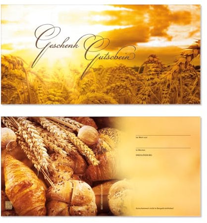 GESCHENKGUTSCHEINcom 25 Stk.Geschenkgutscheine. Gutscheine mit Vordruck für Bäckerei Konditorei Bäckergutschein. S9217