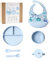 Edrian, set juego vajilla Bebe 6 piezas silicona libre de BPA ideal bebes, no toxico plato antideslizante+bol con ventosa+vaso+cubiertos iniciación +babero ajustable recogedor,para regalo, Color Azul