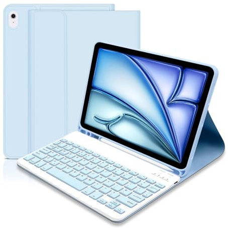 COEZFE for iPad Air 11 inch Case with Keyboard 2024, Keyboard Case for iPad Air 6th 11 inch/iPad Air 5th/ 4th Gen, Smart iPad Case with UK layout Keyboard for iPad Air 11 inch 2024 (M2), Blue
