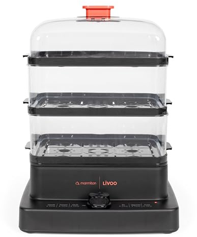 Livoo - Cuiseur Vapeur - Livoo X Marmiton DOC300-3 paniers - 12L - 1000 à 1200W - 20 recettes inclus