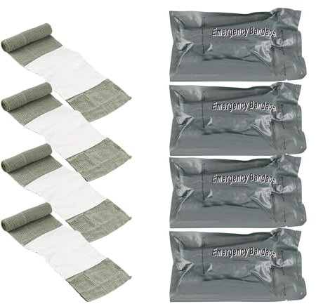 Wenrecu Israeli Bandage, 6 Military Tourniquet Compression Bandage for Emergency First Aid Combat Wound Care Self-Rescue 4 Pcs