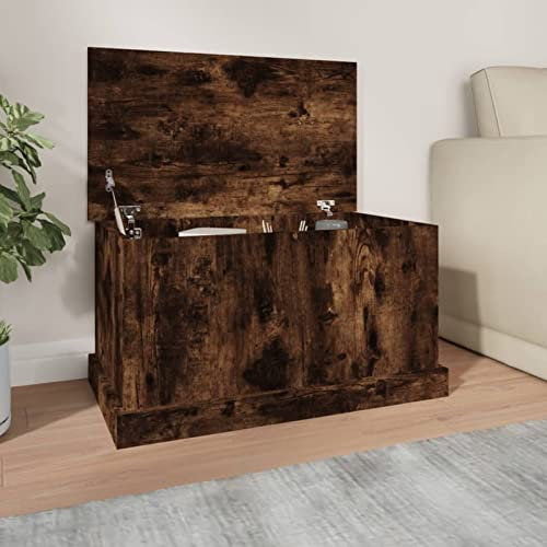 Xichuzi Truhe Räuchereiche 70x40x38 cm Holzwerkstoff Sitzbank Mit Stauraum, Wäschetruhe, Spielzeugkiste, Aufbewahrungstruhe, Aufbewahrung, Jugendzimmer Möbel, Truhenbank Mit Stauraum - 816509