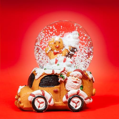 SIKORA SK39 Kleine Glas Deko Schneekugel Lebkuchen Auto Weihnachten Weihnachtsdeko D:45mm