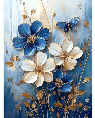 Diamond Painting Set für Erwachsene-Blume Diamond Painting Kits, 5D Blumen Diamant Malerei Set, DIY Diamantmalerei Basteln Bilder Arts als Geschenk für Home Wand Décor 30x40cm