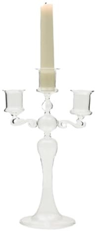 Bougeoir Chandelier, Bougeoir en Verre À 3 Bras, Bougeoir À 3 Branches, Bougeoirs De Mariage, Décoration De Maison Noël Décor(Transparent)