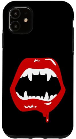 iPhone 11 vampire fangs spooky scary monster creepy halloween Case