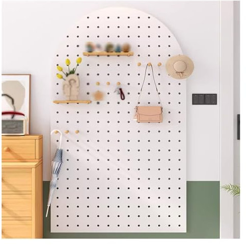 GAROEN Panneau perforé de contrôle Mural, Combinaison de Panneaux perforés en Bois, séparateur de Panneau perforé à Montage Mural, Panneau perforé pour Organisateur d'artisanat (Blanc 60 x 120 cm)