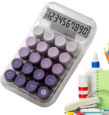 Purple Desktop Calculator Mechanical Keyboard Aesthetic Calculator Cute Keyboard Calculator with Mechanical Buttons Portable Ergonomic Desktop Calculator 95 x 150 mm
