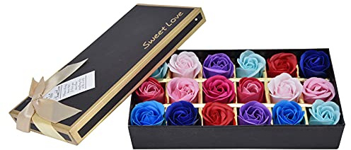 Rose Seifenblume, 18pcs Farbenfrohe Künstliche Rosenblumen Duft Seife Rose Blütenblätter Badseife mit Dekorativen Blumenstraußschachtel für Weihnachten Muttertag Hochzeit