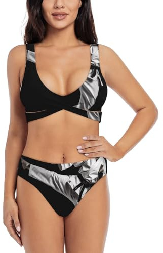 Taekwondo Martial Arts Printed Bikini Set for Women Cute Two Piece Swimsuit Sets,X-Large Black