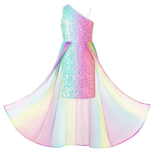 GRACE KARIN Robe de princesses à bretelle élégante évasée en mousseline et sequins pour Noël et anniversaire, 7 ans