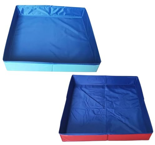 Foldable Pet Swimming Pool - 2 Pack Puppy/Kitten Wading Pool, Collapsiblea Square-Shaped Paddling Pool for Dogs, Cats and Kids, Non-Inflatable Pet/Kids Bathing Tub for Home, Yard, Garden, In/Outdoor