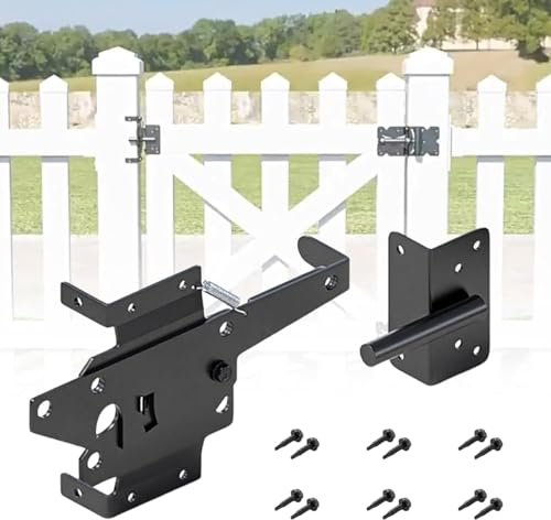 Self Locking Gate Latch,Automatic Gravity Lever Stainless Steel Lock for Securing Garden,Yard,Pool Fence & Door,Black