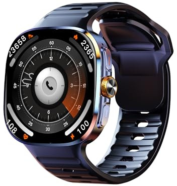 Domars Smart Watch for Men Women,2.4 AMOLED Screen with Bluetooth Calling,24/7 Heart Rate Blood Oxygen Sleep Monitor,Dual-Band GPS,IP67 Waterproof,2100mAh Long Battery Life (Gunmetal)