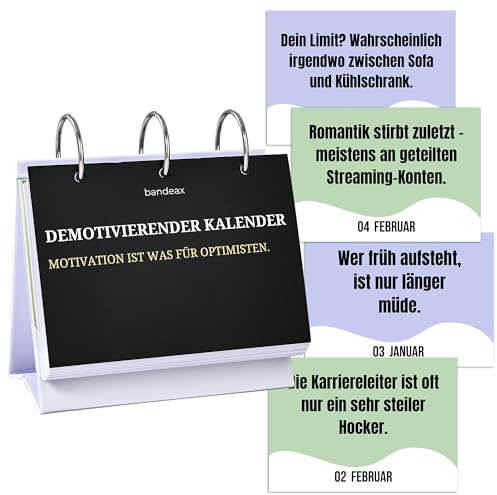 Demotivierender Kalender 2026, unmotivierender Tischkalender zum Aufstellen | täglich mit lustigen Sprüchen | Sarkastischer Demotivationskalender als Geschenkidee für Büro und Freunde