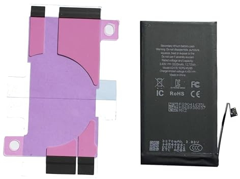 Comtrad High Capacity Replacement Battery compatible with iPhone 12, 12 Pro, 12 Pro Max, 13, 13 Pro, 14, 15 Series, 3320mAh, Rechargeable (iPhone 12)