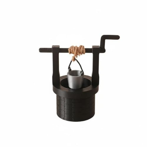 MFMEXUL Mini Puits Miniature Décor Champêtre Accessoire Maison de Poupée Scène Villageoise Fonction Main Adapté pour Collection Jeu Rôle Décoration Intérieure, Noir