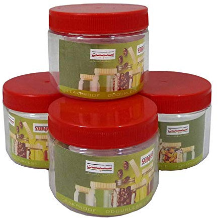 Sunpet Set of 4 200ml Red Top Plastic Food Storage Canisters Jar Kitchen