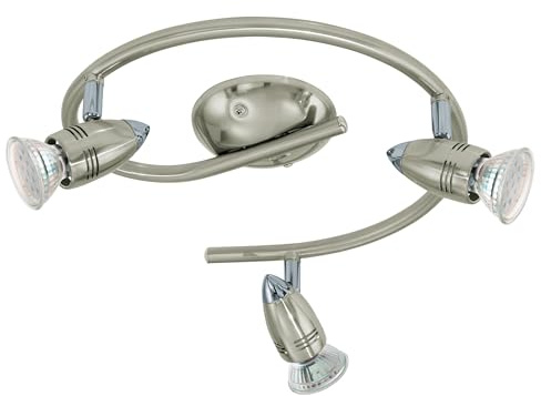 EGLO LED Deckenlampe Magnum LED, 3 flammige Deckenleuchte | Deckenstrahler aus Metall, Wohnzimmerlampe in Nickel-Matt, Chrom, Spots inkl. GU10 Leuchtmittel, warmweiß, Ø 25,5 cm