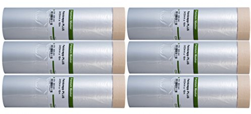 6 x Colorus Malerkrepp Masker Tape PLUS 16 m mit 240 cm Abdeckfolie 2400mm Abklebeband Abdeck Klebeband mit Malerfolie