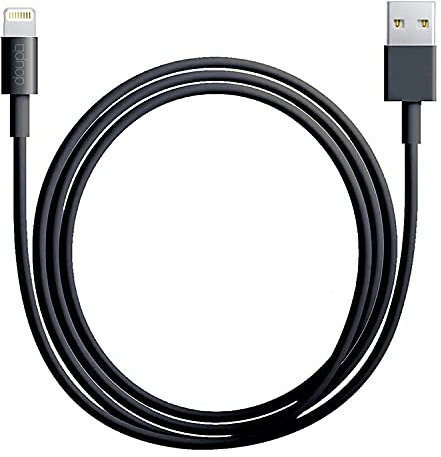 doupi 2x 2m de câble de chargeur USB 8 broches Données Câble compatible avec iPhone/iPad/iPad Air/iPad mini/iPod, Noir