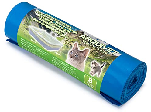 ARQUIVET Rollo de 8 bolsas para arenero gato - Bolsas areneros para gatos - Forro para bandejas higiénicas gatos - Bolsas de basura, caca, excrementos para gatos - Bolsas recambio - 50 x 38,5 cm