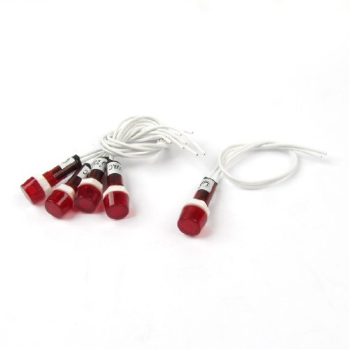 Sourcingmap AC 220V Neon Indicator Pilot Signal Lamp 5 Pcs Red Light 3.6 x 1.3cm