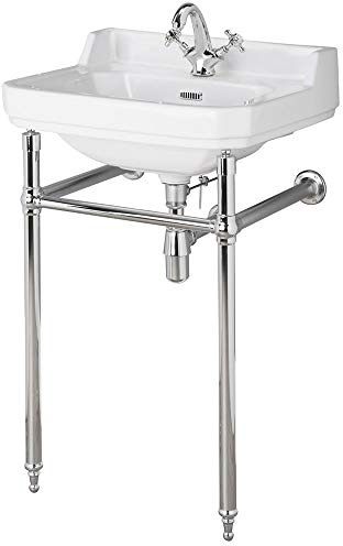 MILANO White Ceramic 1 Tap Hole Bathroom Basin Sink Washstand 500 x 350mm