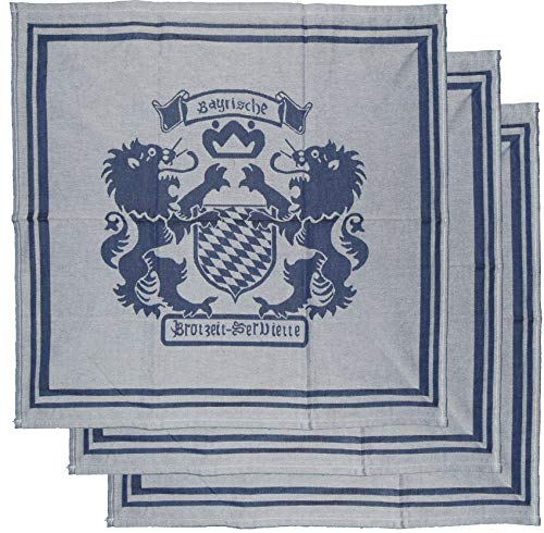Unbekannt 3er Pg. Bayerische Brotzeit Serviette, 65 cm x 65 cm, hellblau dunkelblau, 100% Baumwolle, Stoffserviette, Geschirrtuch, Trockentuch (3X 65x65 Brotzeit Serviette)