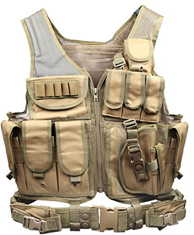 Goetland Tactical Vest Military Modular Vest Ultra-Light Outdoor Hunting Airsoft War Game 600D Polyester Paintball Training Vest for CS Combat Fishing Hiking Adjustable S-XXL