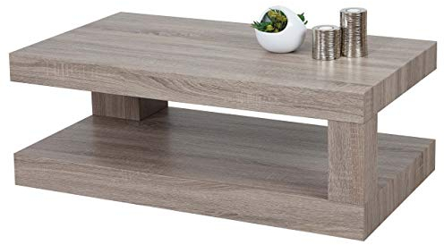 Mendler Couchtisch HWC-A32, Wohnzimmertisch, 3D-Struktur, 40x110x60cm MVG-Zertifiziert - dunkle Eicheoptik