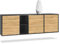 Vladon Kommode Cuba, Made in Germany, Schwarz matt/Eiche Natur - Modernes Sideboard für Ihr Wohnbereich - (BxHxT) 182x53x35 cm