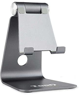 TooQ PH0001-G - Tischständer für Smartphone/iPhone neigungsverstellbar, Aluminium dunkelgrau
