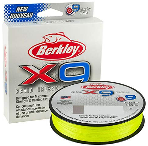 Berkley X9 Geflochtene Schnur, 27.0kg| 328yd | 300m, Flame Grün