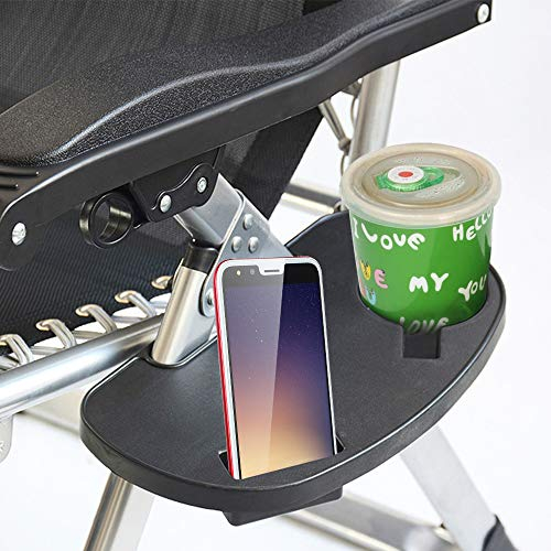 2Pcs Chair Side Tray Zero Gravity Chair Tray,Clip On Side Table Tray with Mobile Device Slot,Chair Side Cup Holder and Snack Tray for Sun Lounger Camping Chair Garden Fishing Outdoor Activity