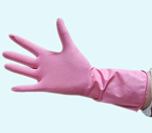 DSTOCK60 Gants Ménage Caoutchouc Etanches Longs pour Nettoyage Vaisselle Linge ROSE Taille S